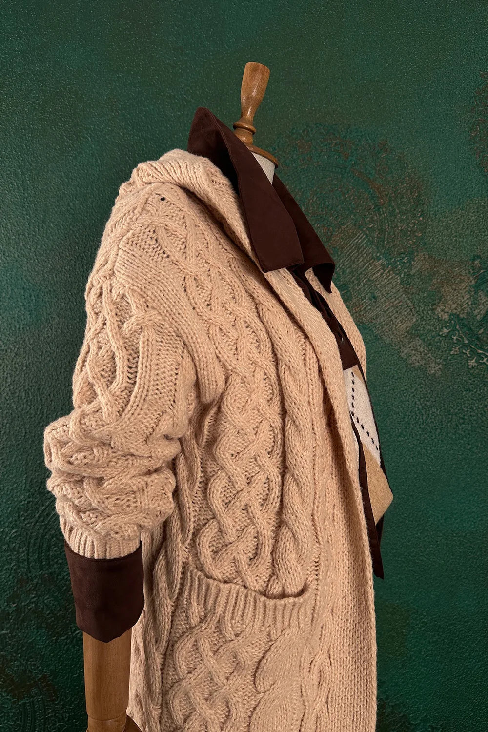 Örgü Detaylı Triko Ceket