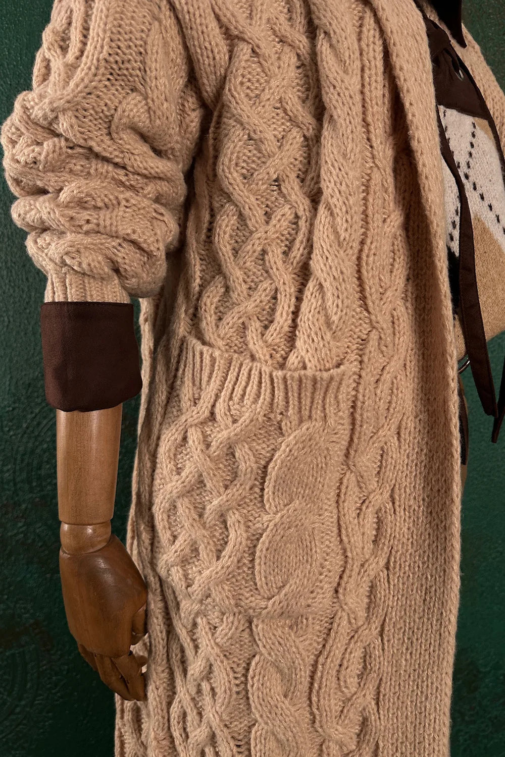 Örgü Detaylı Triko Ceket