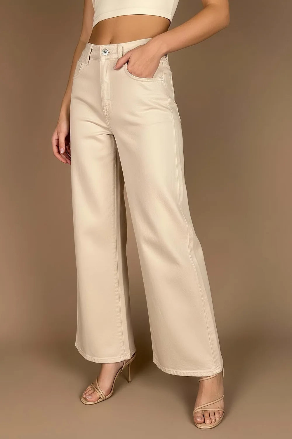 Yüksek Belli Canvas Pantolon
