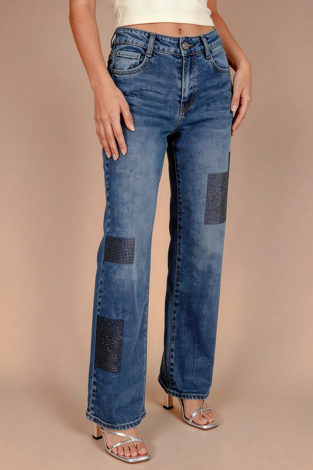 Taşlı Straight Jean