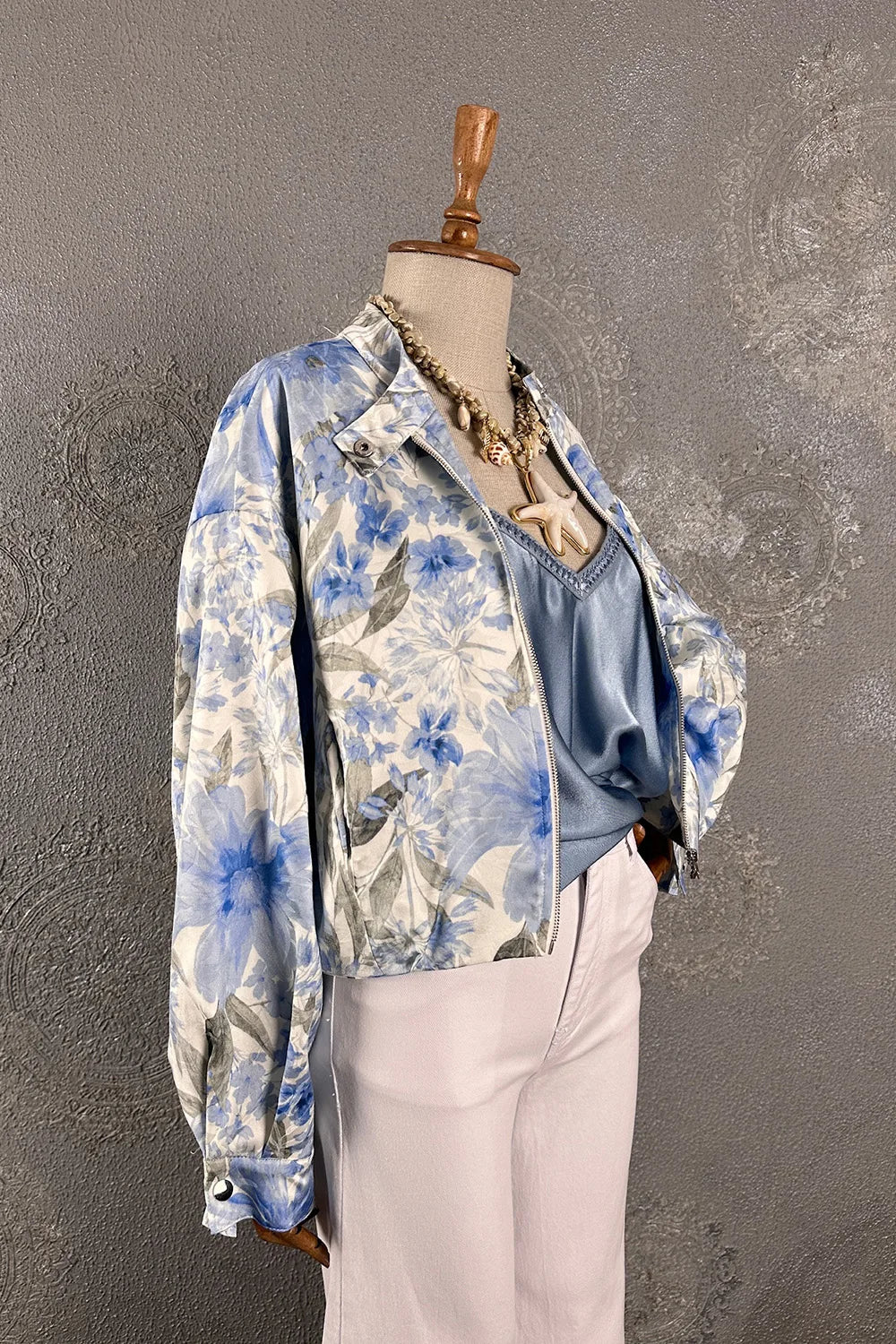 Çiçek Desenli Crop Ceket