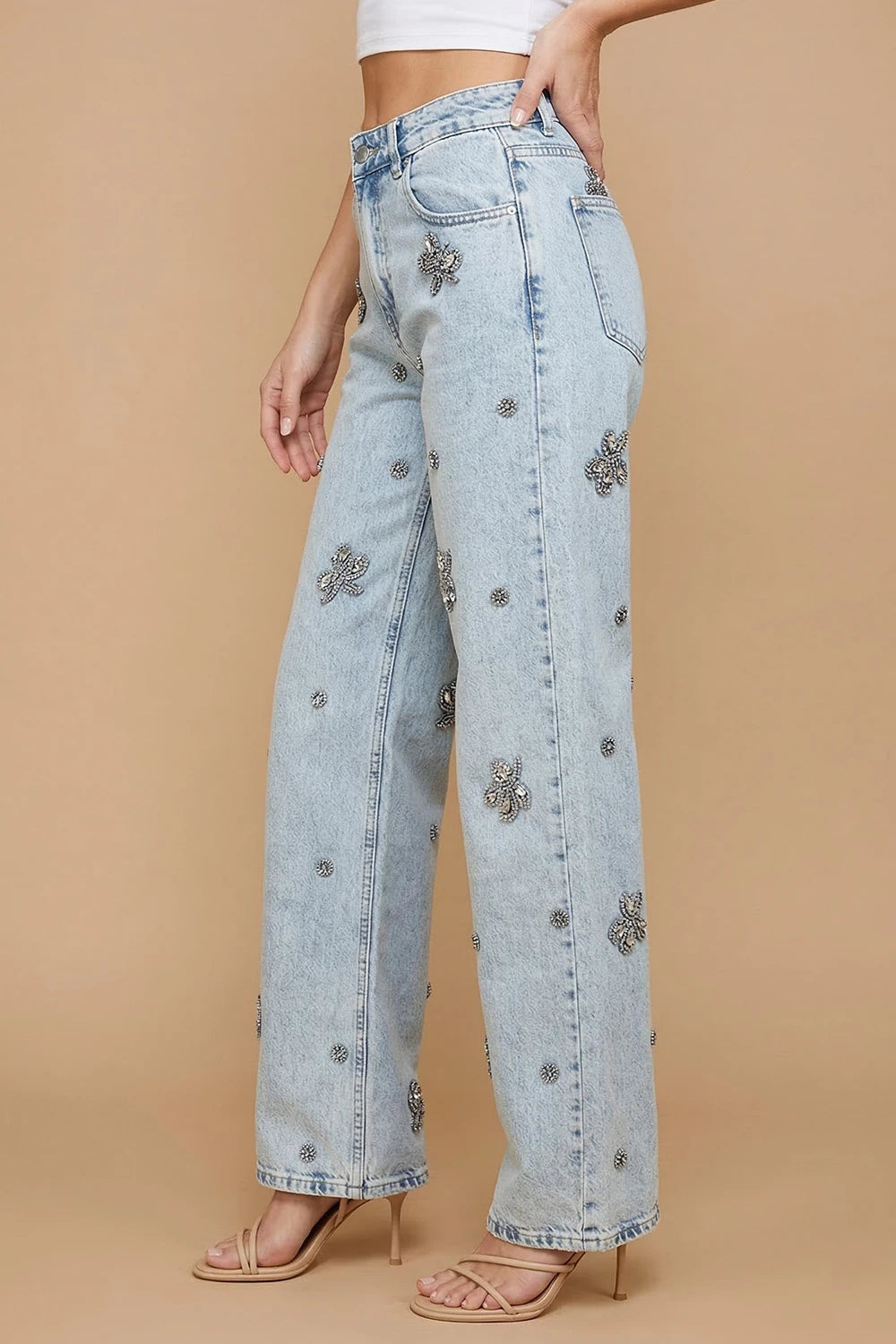 Boncuk İşlemeli Jean