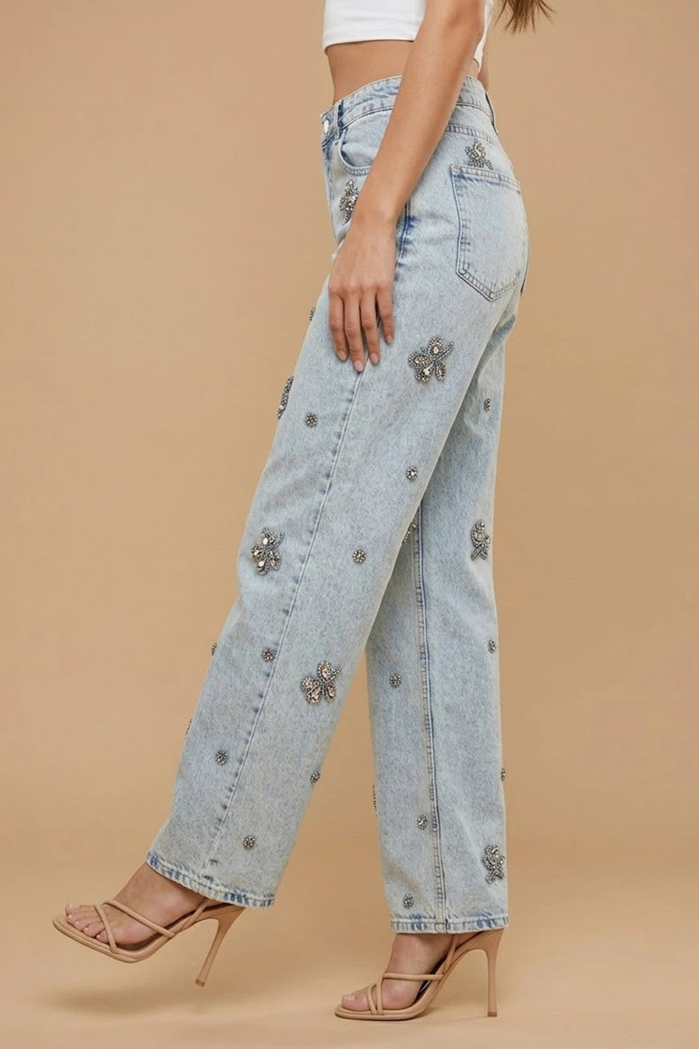 Boncuk İşlemeli Jean