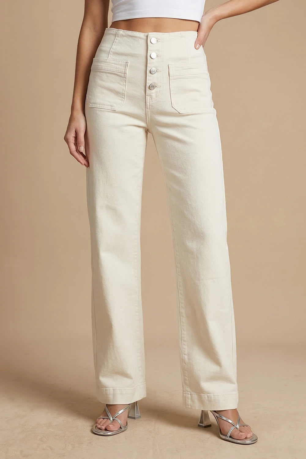 Düğme Detaylı Straight Jean