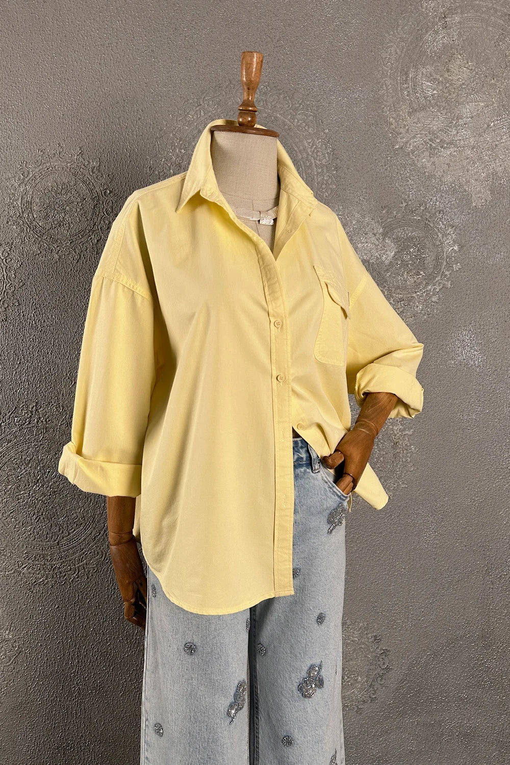 Cep Detaylı Oversize Gömlek