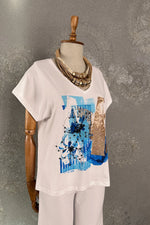 Taş İşlemeli Baskılı T-shirt