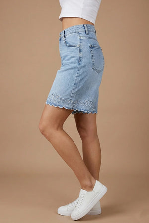 Fistolu Denim Şort