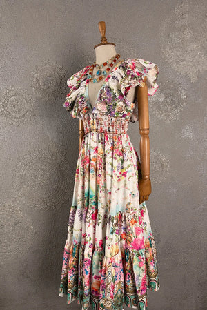 Floral Desenli Romantik Elbise