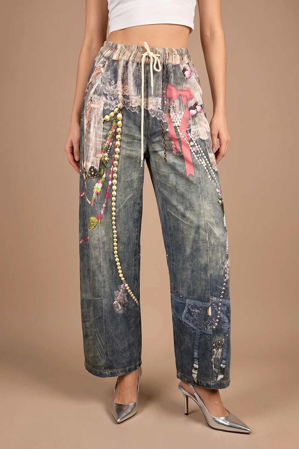Desenli Barrel Jean