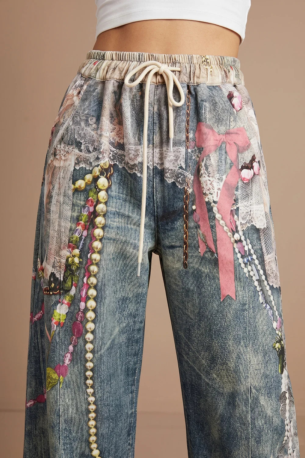 Desenli Barrel Jean