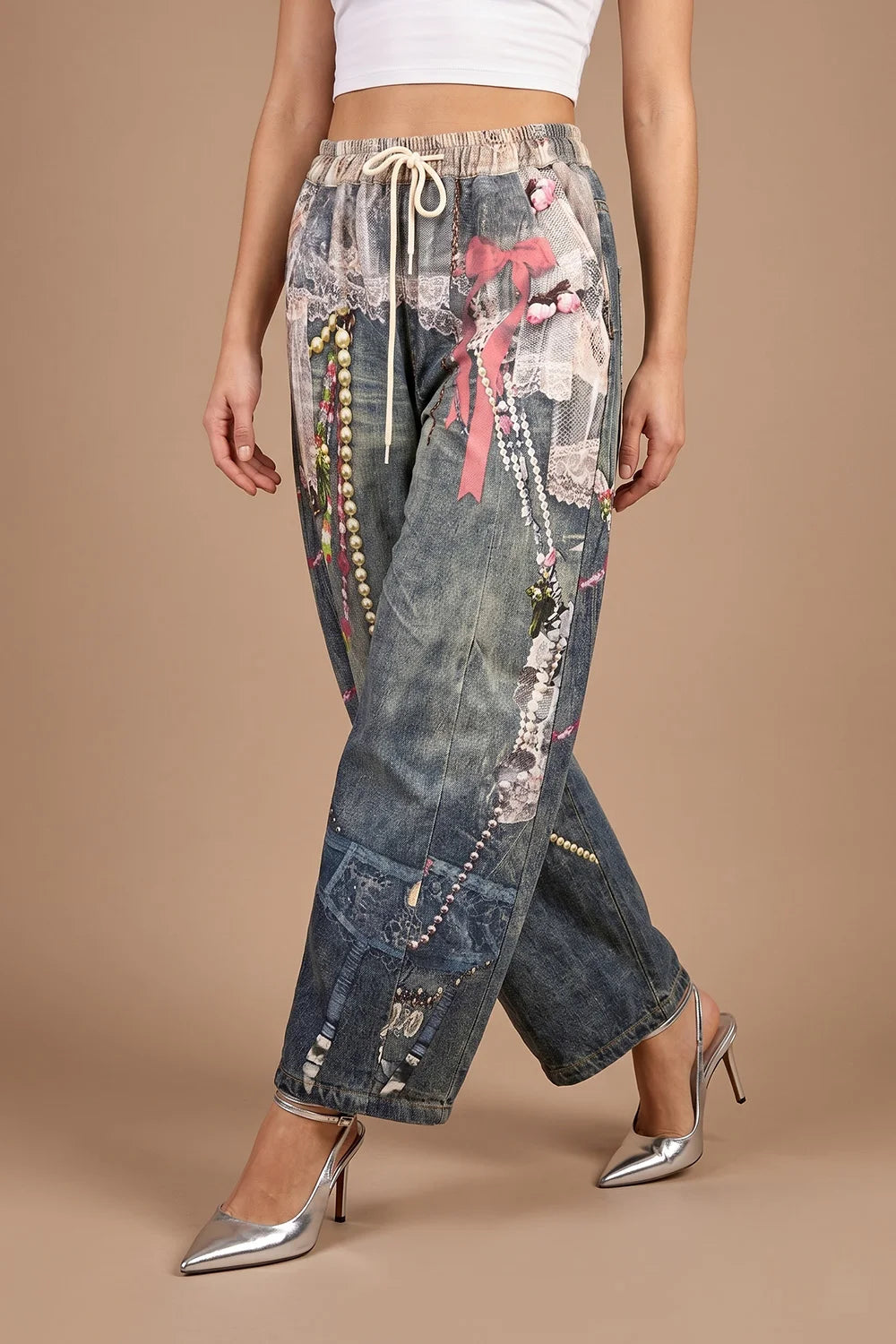 Desenli Barrel Jean