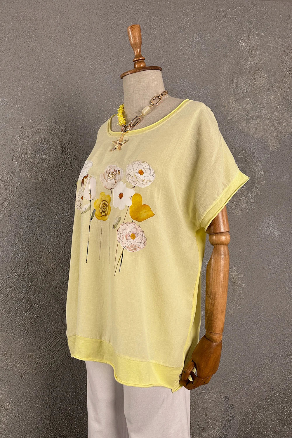 Çiçek Baskılı Oversize T-shirt