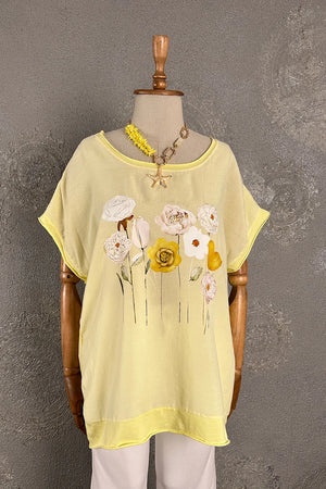 Çiçek Baskılı Oversize T-shirt