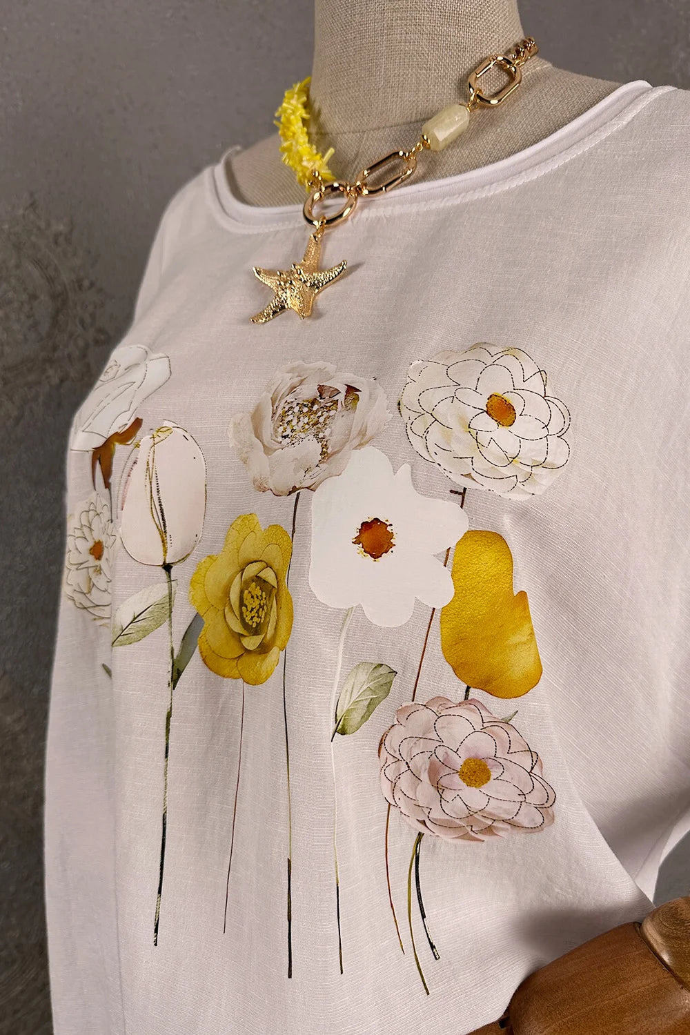 Çiçek Baskılı Oversize T-shirt