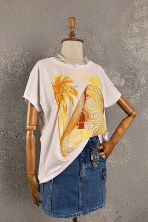 Simli Baskılı T-shirt