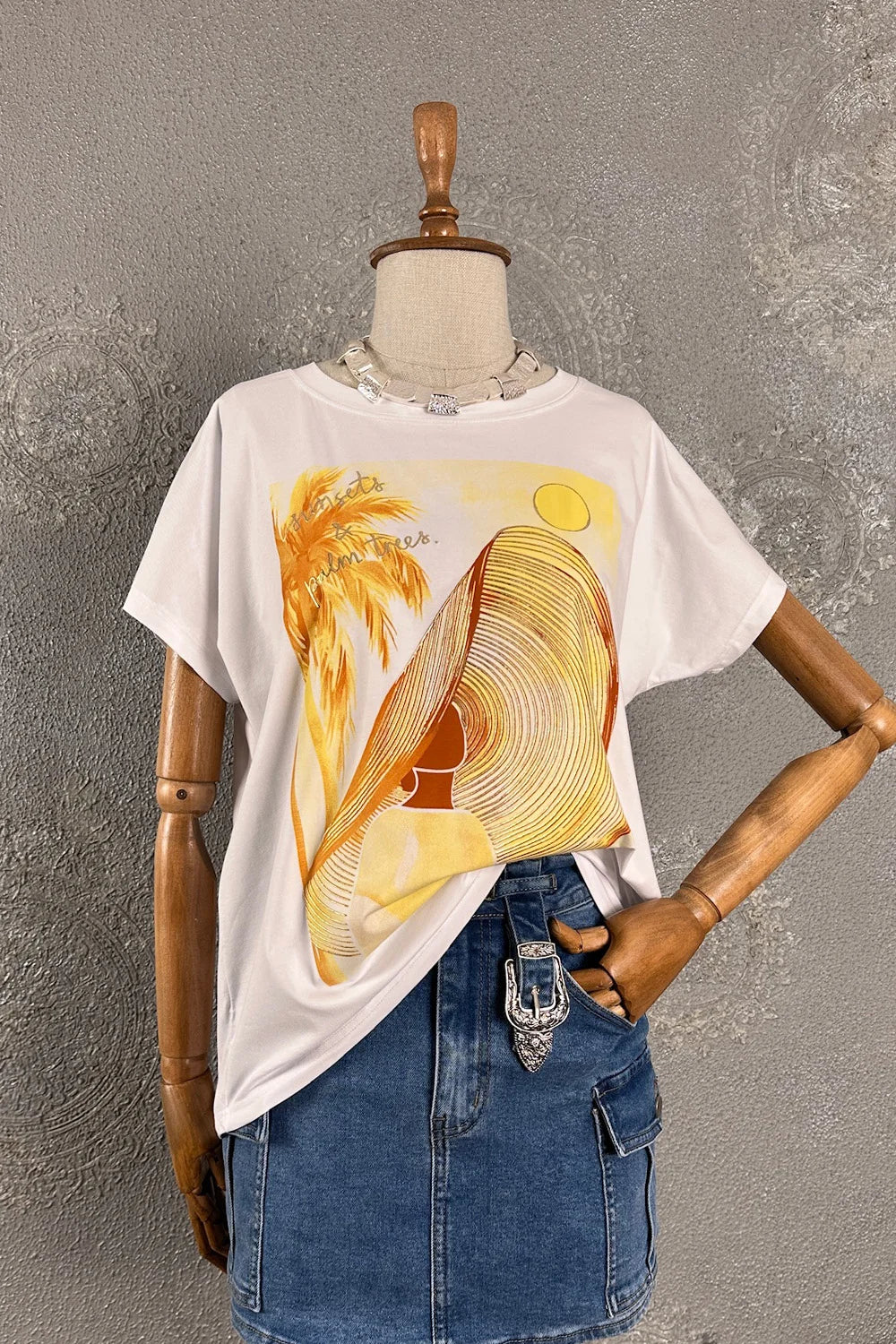 Simli Baskılı T-shirt