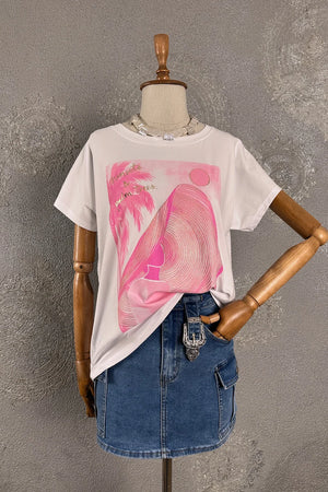 Simli Baskılı T-shirt