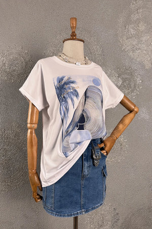Simli Baskılı T-shirt