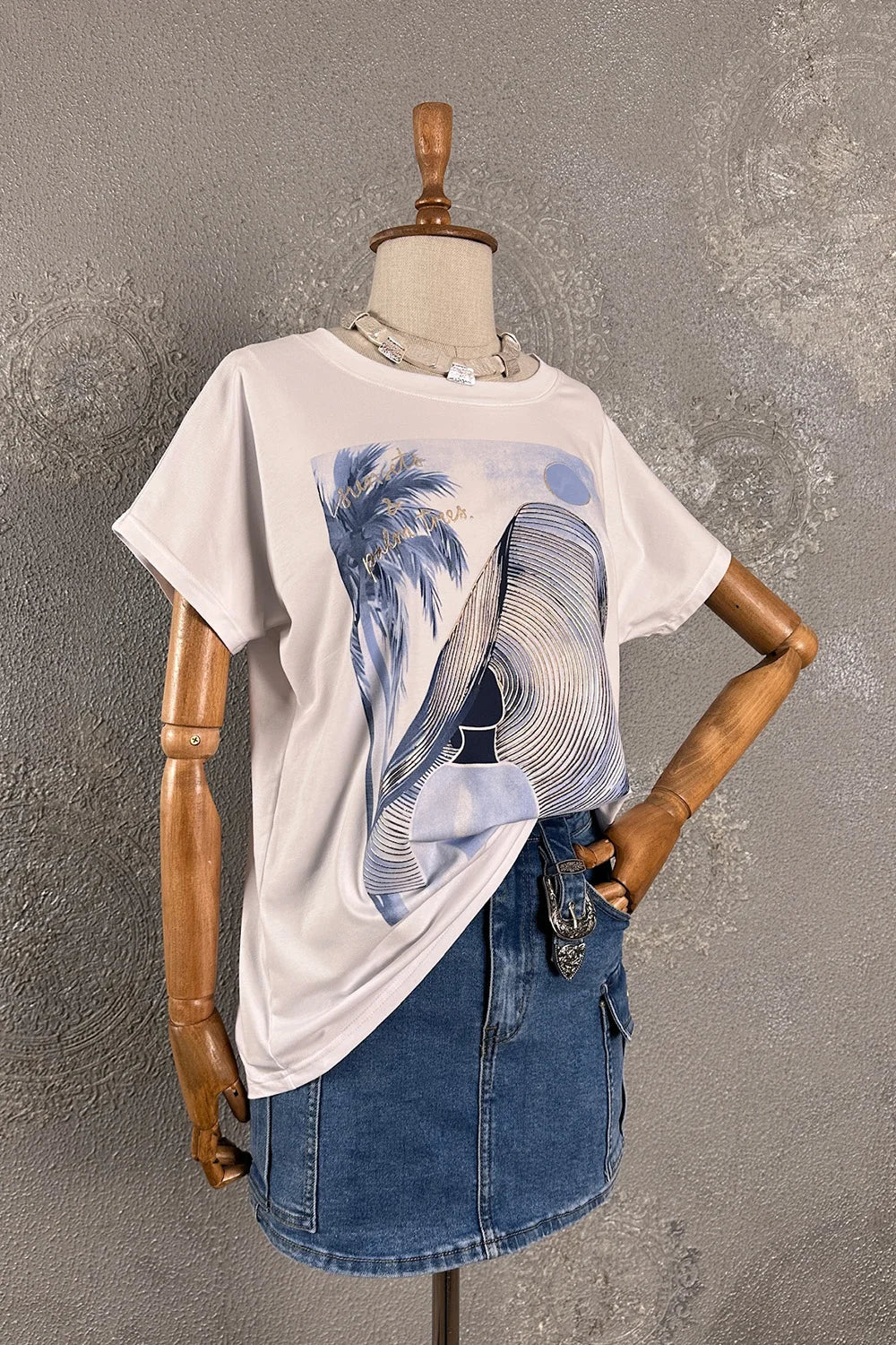 Simli Baskılı T-shirt