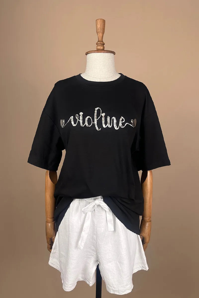 Taş işlemeli Oversize T-shirt - Eliz