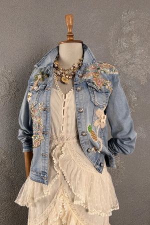 İşlemeli Denim Ceket