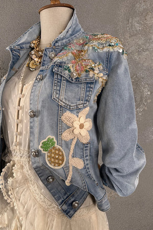 İşlemeli Denim Ceket