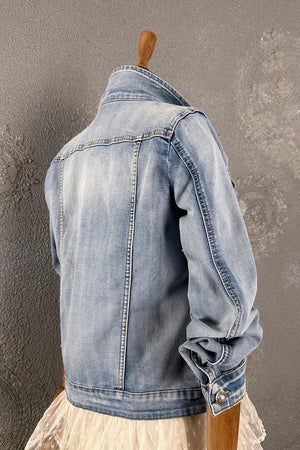İşlemeli Denim Ceket