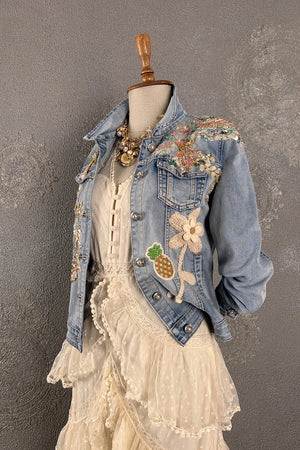İşlemeli Denim Ceket