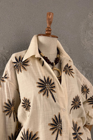 Nakışlı Oversize Pantolon Takım