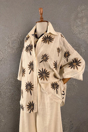 Nakışlı Oversize Pantolon Takım