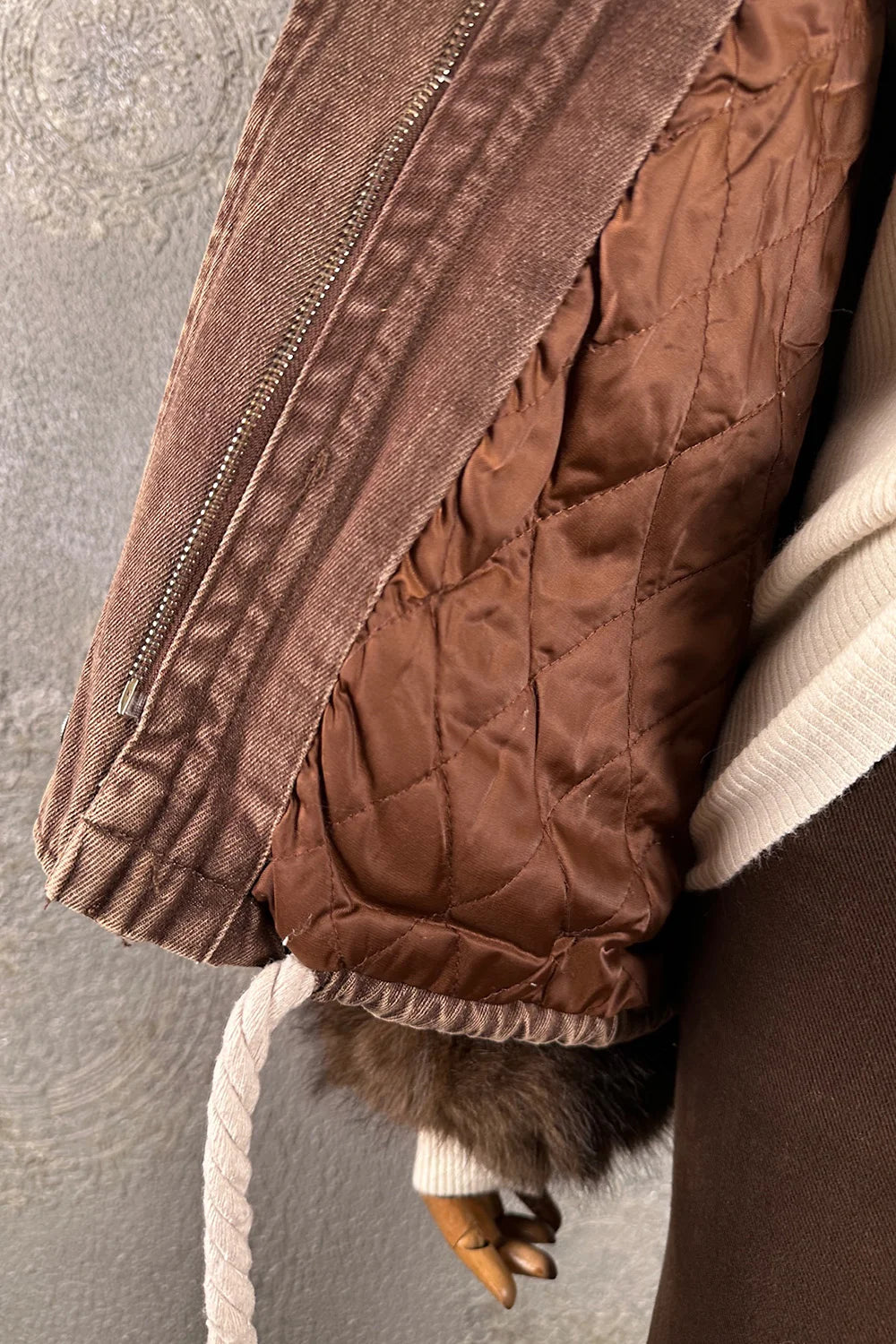 Kürk Detaylı Denim Mont