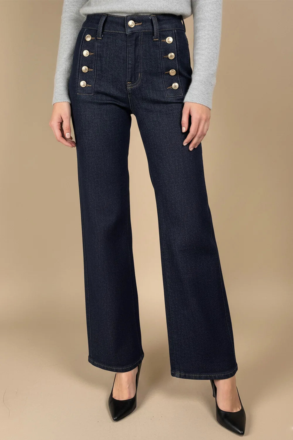 Gold Düğme Detaylı Jean