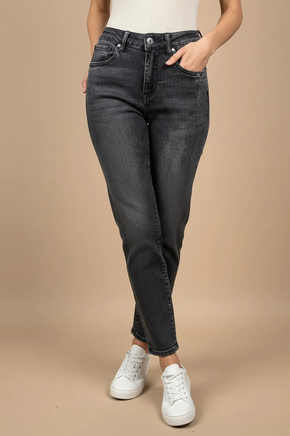 Taşlamalı Slim Gri Jean