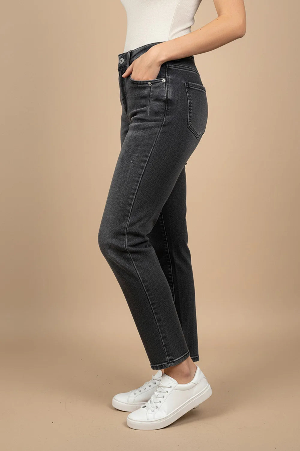 Taşlamalı Slim Gri Jean