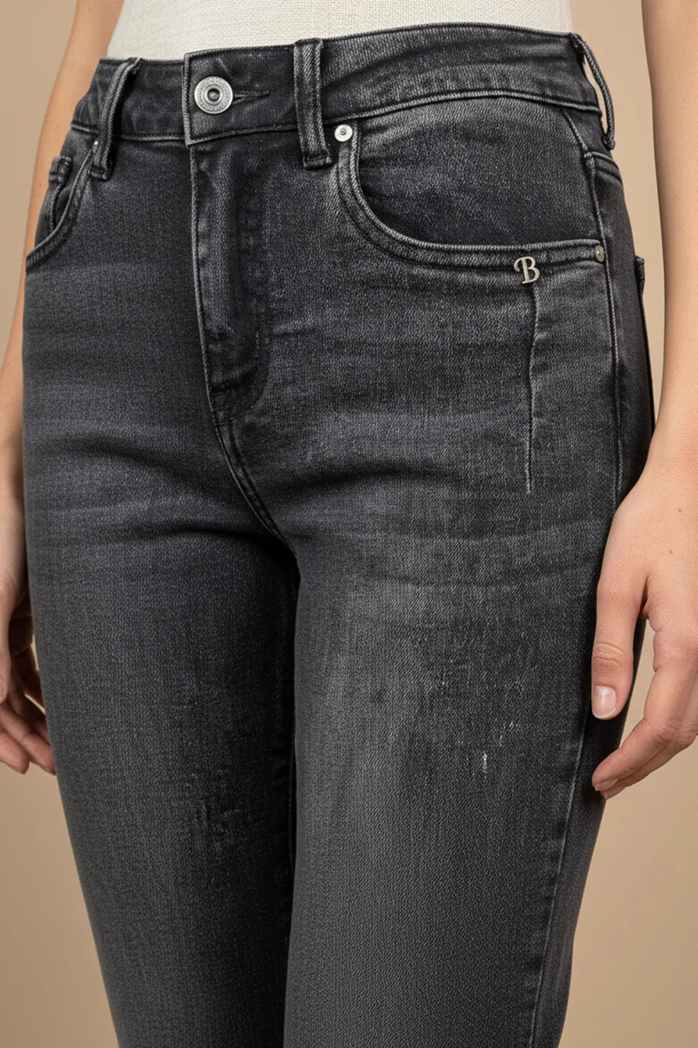 Taşlamalı Slim Gri Jean