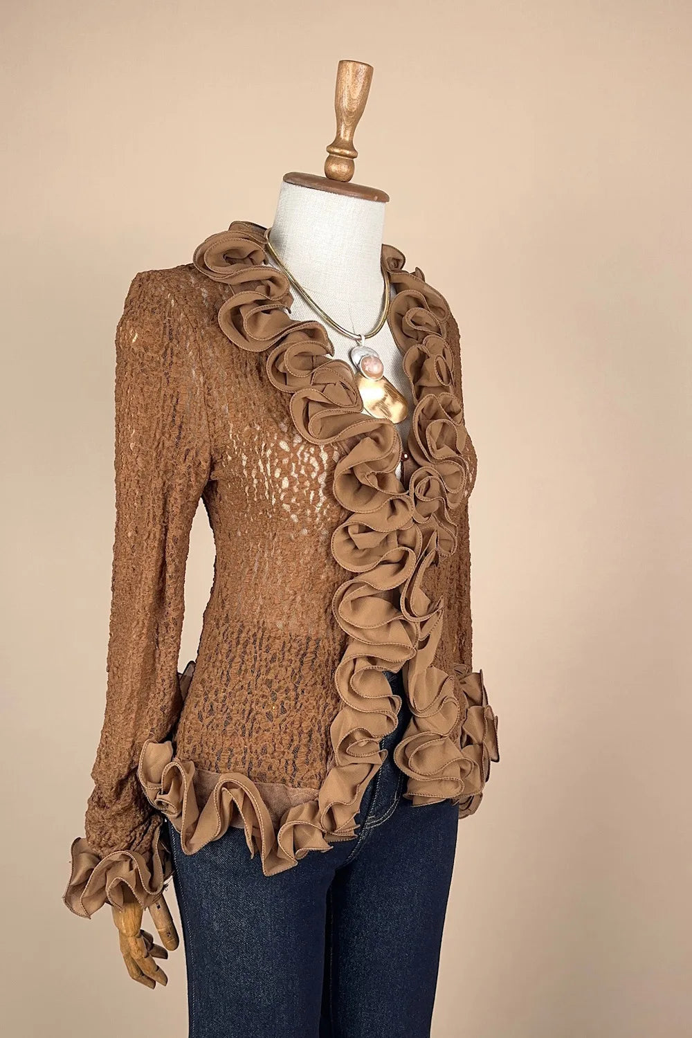 Transparan Dokulu Şık Bluz