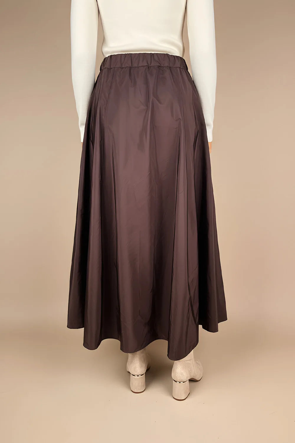 Cep Detaylı Pileli Uzun Etek