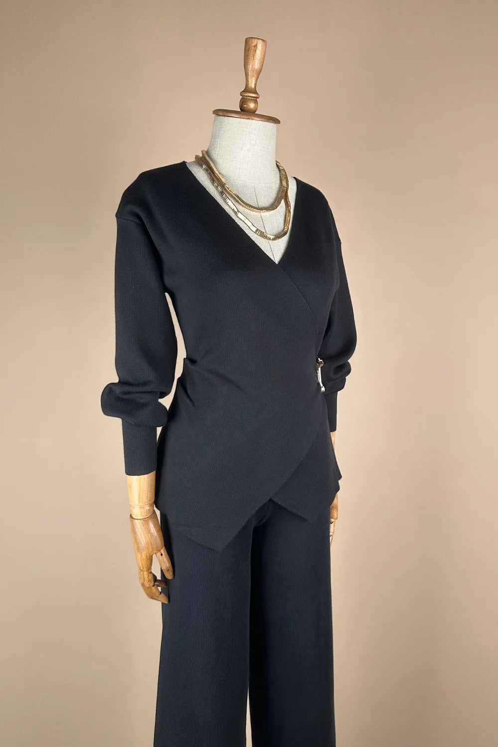 Kruvaze Detaylı Triko Takım