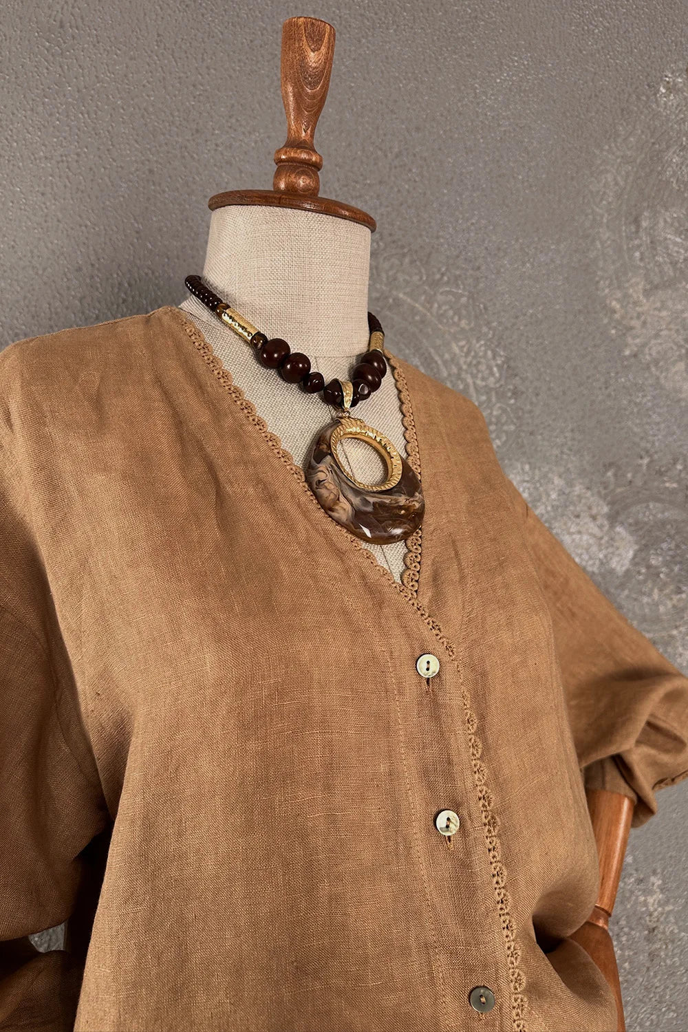 Dantelli Keten Gömlek
