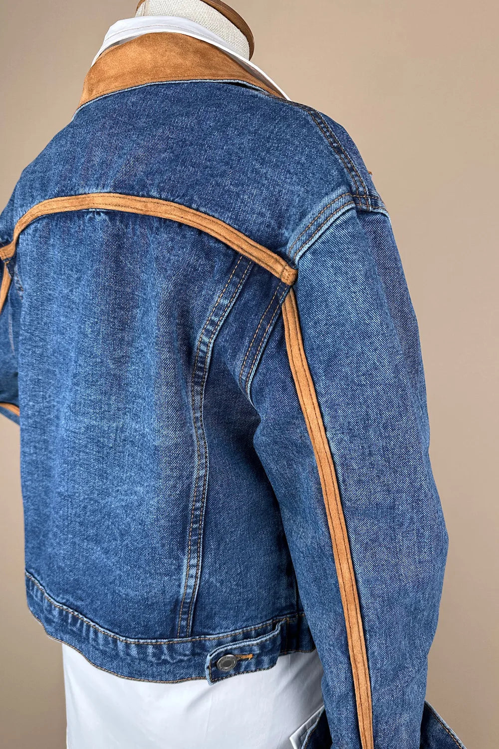 Nubuk Detaylı Denim Takım