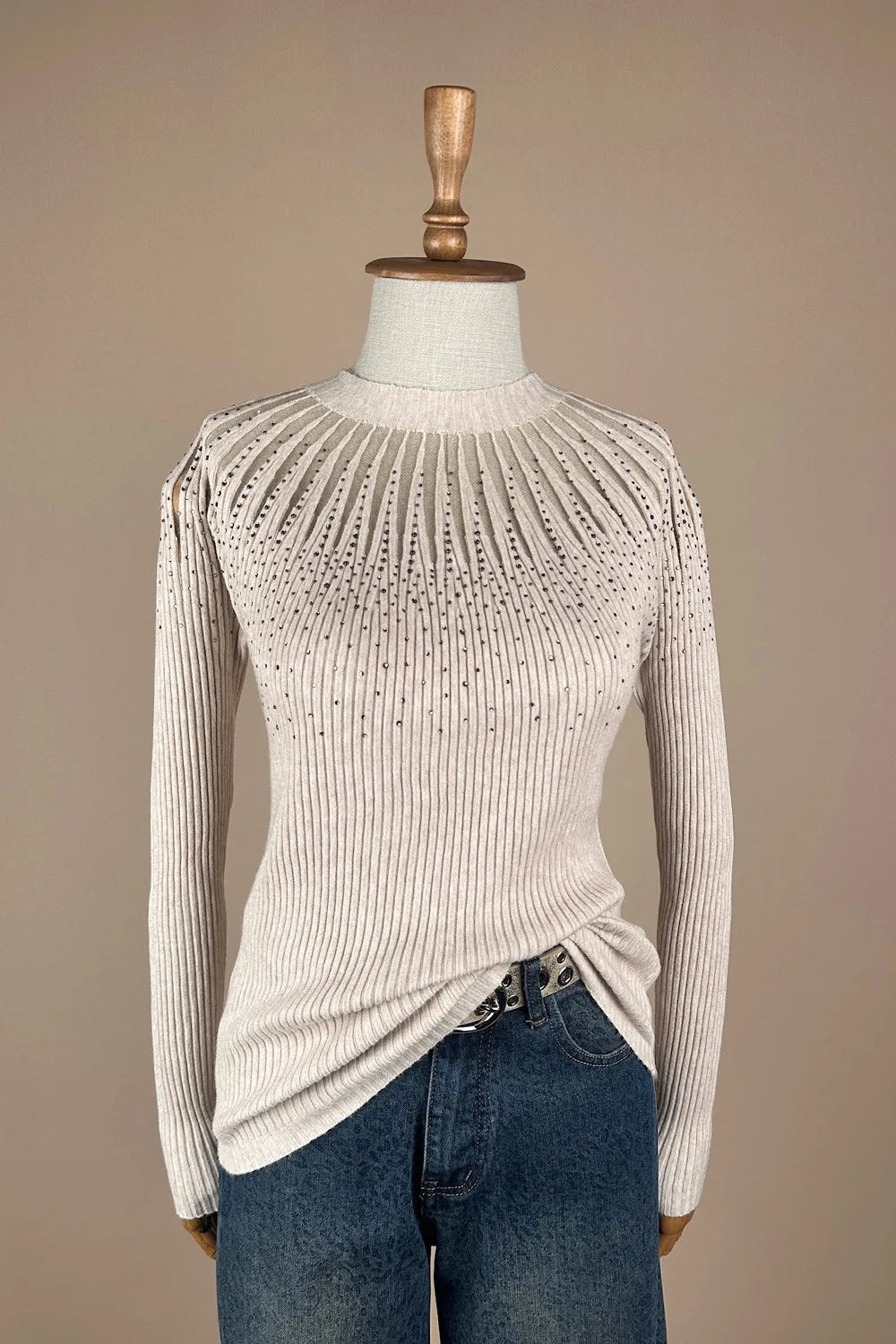 Taş İşlemeli Triko Bluz