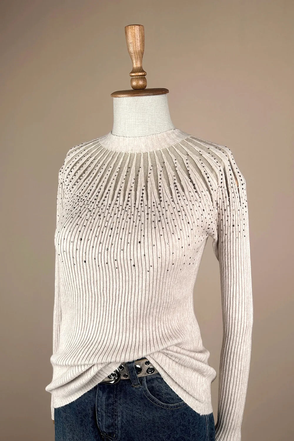 Taş İşlemeli Triko Bluz