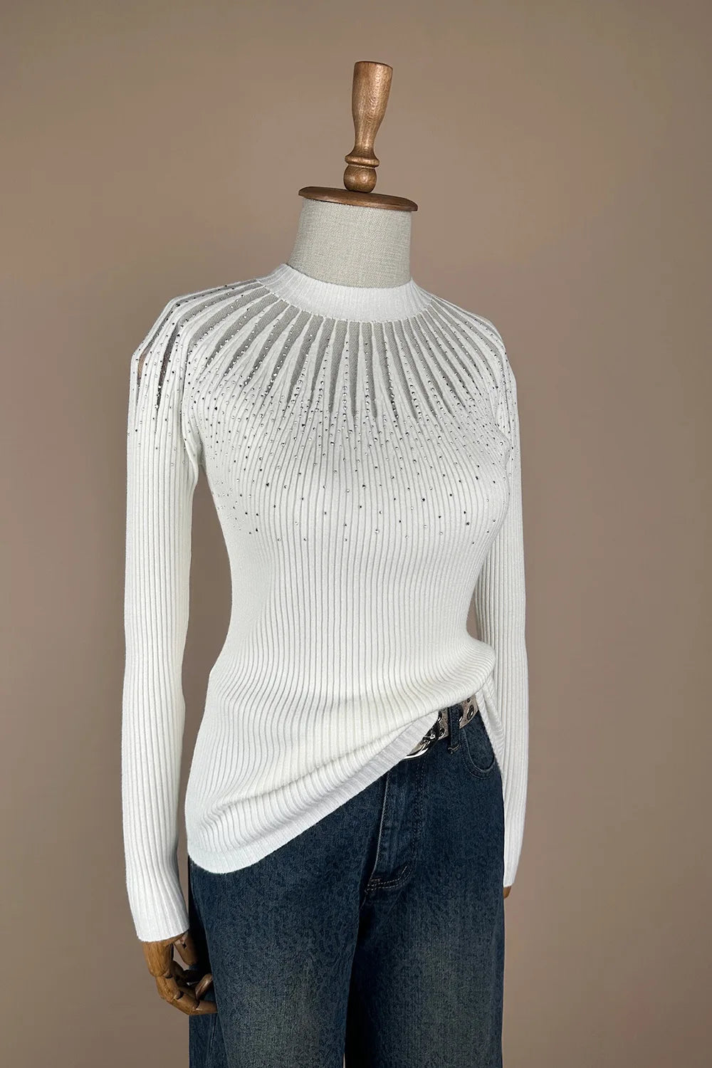 Taş İşlemeli Triko Bluz