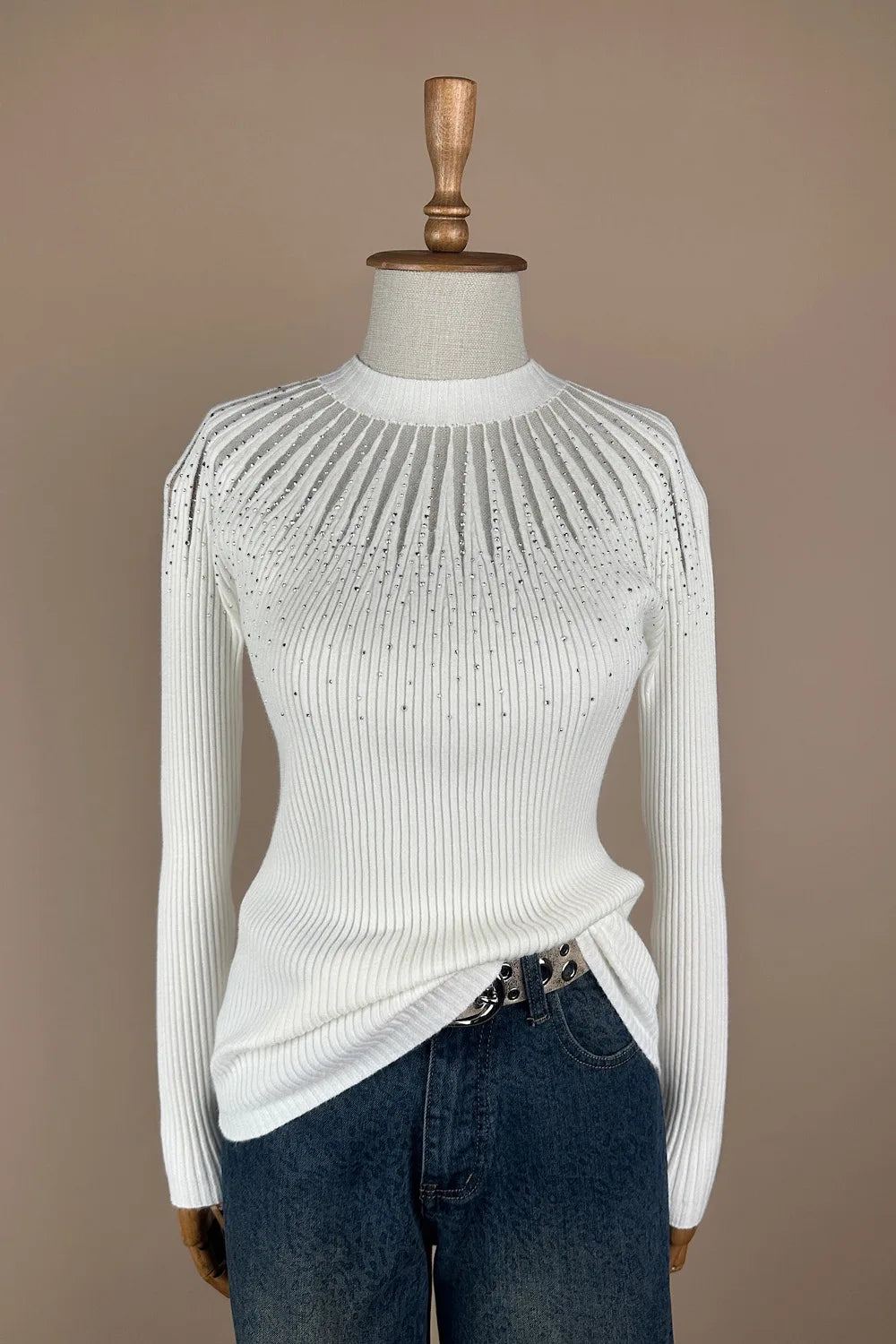 Taş İşlemeli Triko Bluz