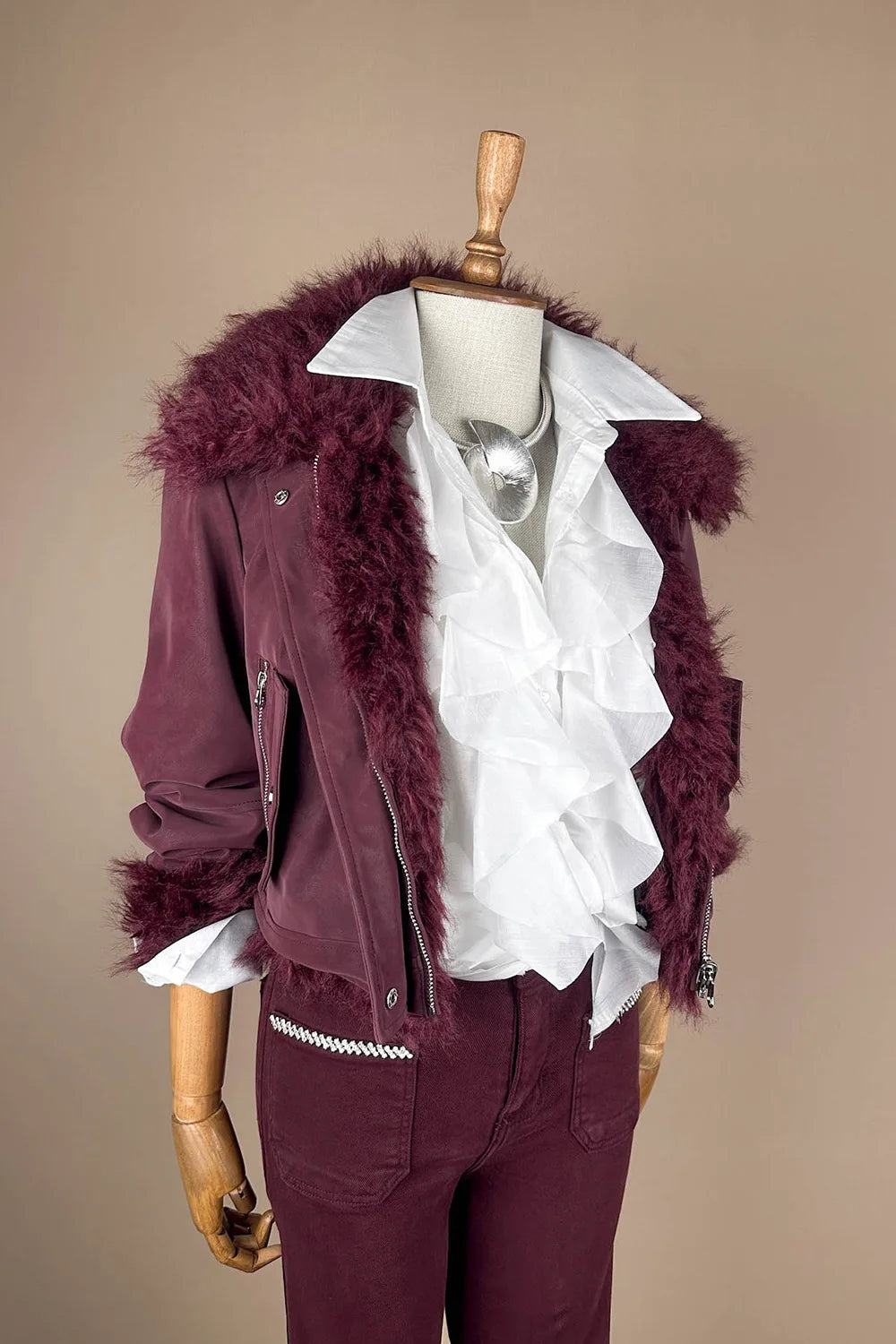 Çift Taraflı Kürklü Deri Ceket