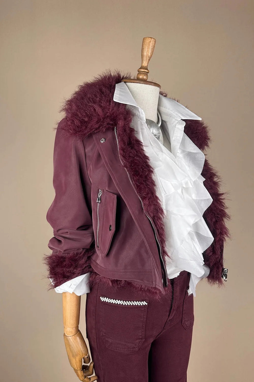 Çift Taraflı Kürklü Deri Ceket