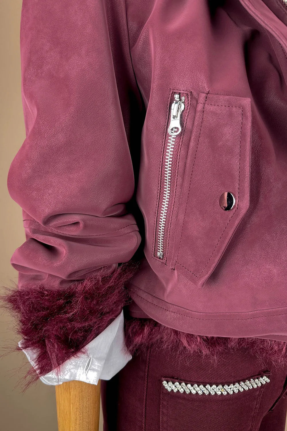 Çift Taraflı Kürklü Deri Ceket