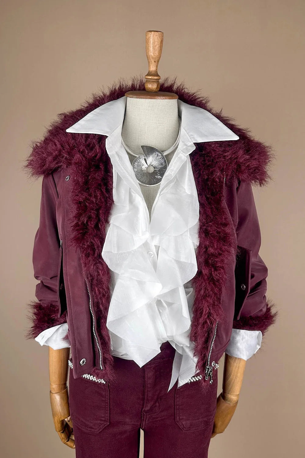 Çift Taraflı Kürklü Deri Ceket