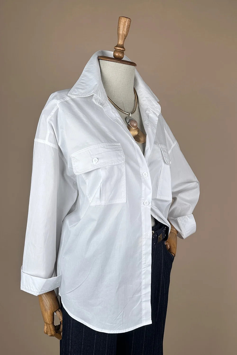 Çift Cepli Oversize Gömlek