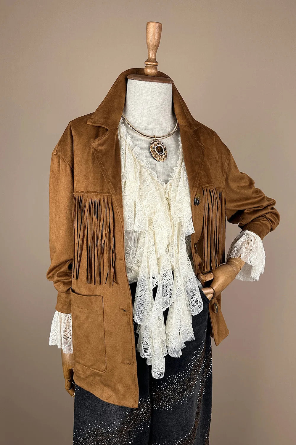 Püskül Detaylı Western Ceket